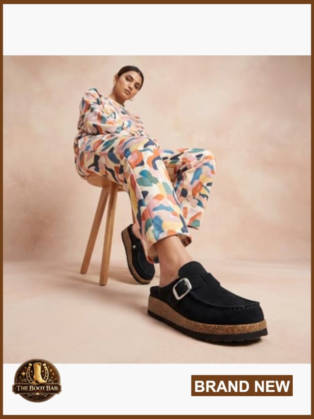 Genuine Leather Suede Mule Clogs with Buckle Strap Cork Footbed Supportive - Picture 6 of 7